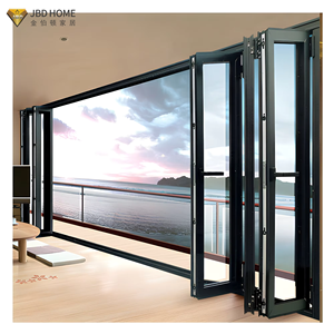 NFRC AS2047 Bi-fold Doors Seaside Hotel Hurricane Proof Outdoor Folding Doors Aluminum Exterior Balcony Folding Patio Doors