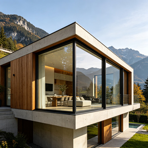 Thermal Break Aluminum Alloy Corner Window No Mullion Ultra Slim Triple Glazed Glass