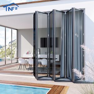 Custom NF Aluminium Folding NFRC Thermal Break Waterproof Double Low-e Tempered Glass Exterior Patio Accordion Bi-fold Doors