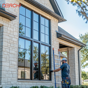 DERCHI USA Popular Crank Casement Window Thermal Break Double Glass Crank Out Casement Windows with Decoration Grills
