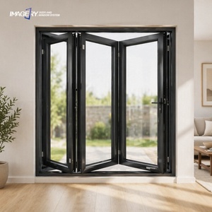 Modern Waterproof Aluminum Folding Glass Door Space Saving Soundproof For House Patio Use