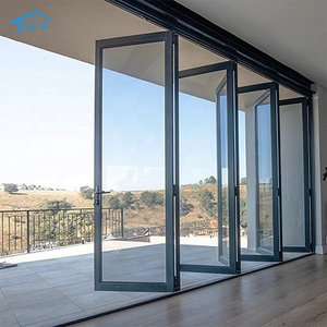 NFRC American Customized Modern Double Glazed Bifold Exterior Aluminum Door Patio Aluminium Folding Glass Door