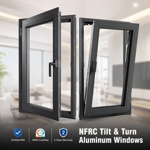 NFRC Tilt and Turn Black Narrow Frame Double Glazed Thermal Break Modern Residential Aluminum Windows House Aluminium Window
