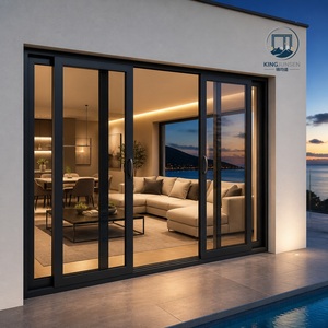 Customized Aluminum Double Tempered Glass Sliding Door AS2047 Balcony Courtyard Avoid Hurricane Impact Sliding Door