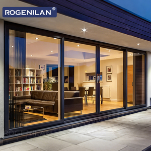 ROGENILAN Custom Aluminum Heavy Duty Double Glass Outdoor Patio Sliding Doors Thermal Break Lift and Slide Door for Houses