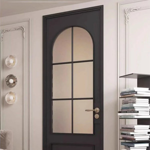Aluminum Modern Interior Door Tempered Glass Casement Soundproof Design