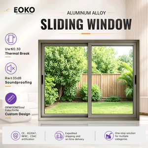 EOKO Energy Efficient Glass Sliding Windows NFRC Certified Thermal Break Aluminum Sliding Window for Builders Apartment