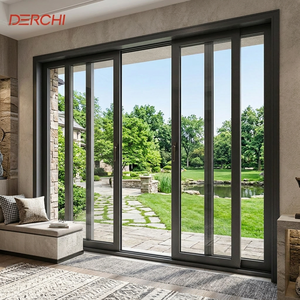 DERCHI Multi Panel Aluminum Sliding Door Security Hurricane Proof Sliding Patio Door Modern Home Doors