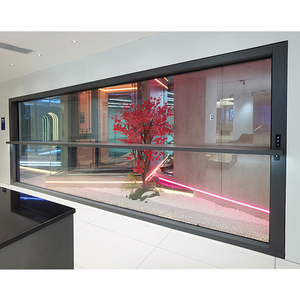 Motorized Vertical Sliding Guillotine Window Remote Controlled Patio Aluminum Glass Window