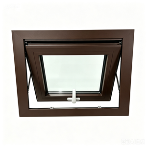 Dark Brown Aluminum Square Outward Opening Awning Window With White Handle