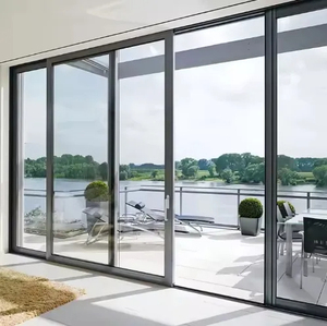 Contemporary High-End Aluminium Pocket Patio Doors Weatherproof Sliding Glass