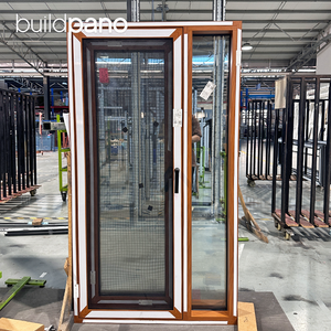 Factory Custom Wood Grain Casement windows with Screen and Fixed Window Aluminum windows for Houses Residential
