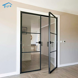 French Design Commercial Swing Soundproof Waterproof Aluminum Double Tempered Glass Casement French Door