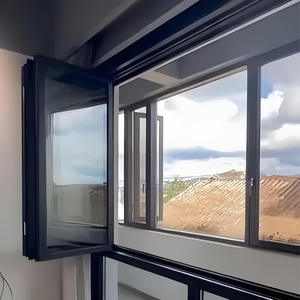 Vertical Aluminum Glass Folding Windows Outdoor House Vertical Folding Glass Windows