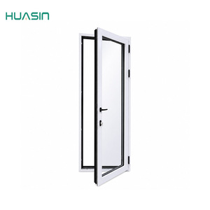 Huasin Customized Modern Design Lowe Double Tempered Glass Sound Heat Insulation Swing Aluminum Casement Door
