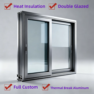 Full Custom Insulated Double Glazed Heat Insulation Shutters Aluminum Sliding Windows for Residential Construction Project