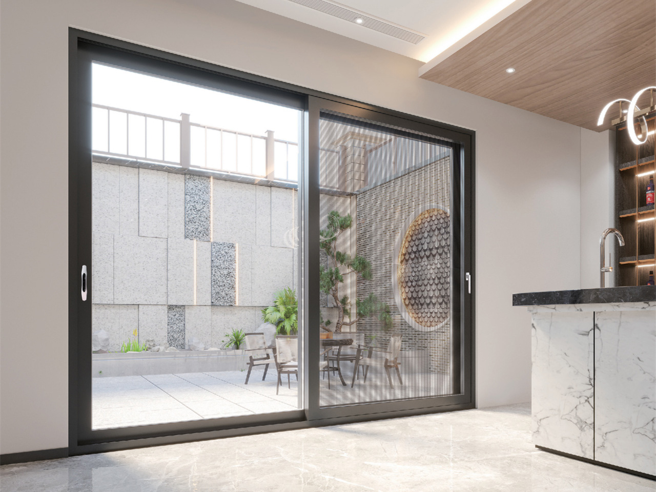 Multi-Track Sliding Patio Door with Flyscreen
