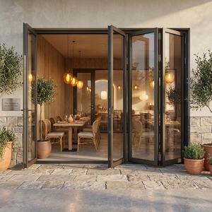 Thermal Break Bi Folding Door Aluminum Bifold Doors Outdoor Garden