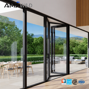 Large Modern Lockable Waterproof Accordion Sliding Aluminum Frame Bifold Folding Doors