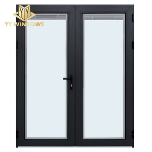 Double Glass California Architectural Industrial Aluminum French Doors Exterior/aluminum Hinged Door with Screen