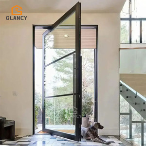 Customized Size Modern Pivot Doors Aluminium External Glass Door Single Patio Door Glass Outdoor for Houses Villa US Australia