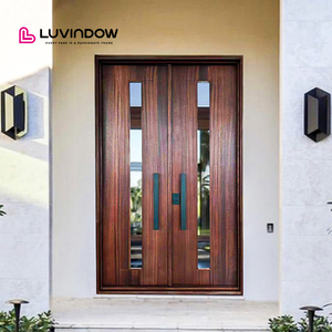 Custom Exterior Solid Wood Main Entry French Pivot Aluminium Doors