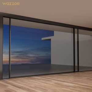 Wazzor Hurricane Rated in Stock Double Tempered Glass Sliding Doors System Exterior Interior Balcony Patio Glass Aluminum Door
