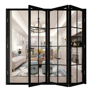 Aluminum Folding Front Entrance Door 4-Panel Glass Grille