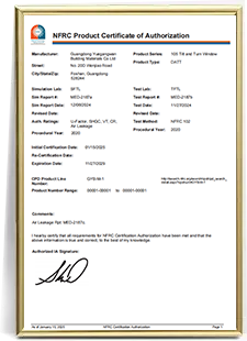 Vexis Windows structural performance test certificate