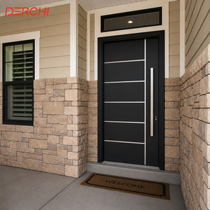 Modern Aluminum Entry Front Door Exterior Security Door Minimalist Style for Homes and Villas