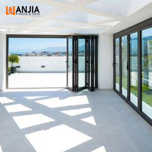 Heavy Duty Coastal Glass Commercial Doors Folding Glass Door Thermal Breaking Glass Bifold Doors