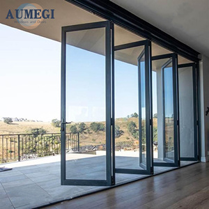 Australian Style Vertical Folding Doors Bi Folding Aluminum Bi-fold Patio Sliding Folding Door