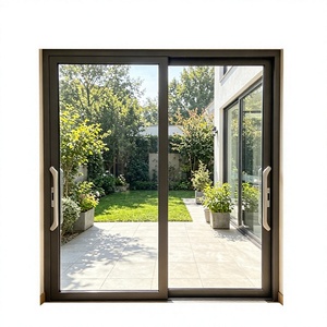 Aluminum Sliding French Door Double Tempered Glass Power Coated Interior Door