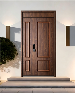 Aluminum Carved Entry Door Wood Grain Finish