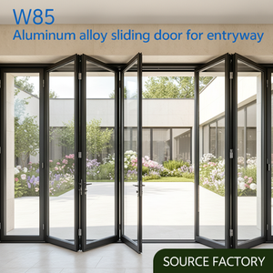NFRC Aluminium Outdoor Accordion Door, Thermal Break Double Tempered Glass Exterior Bi-fold Sliding Patio Door