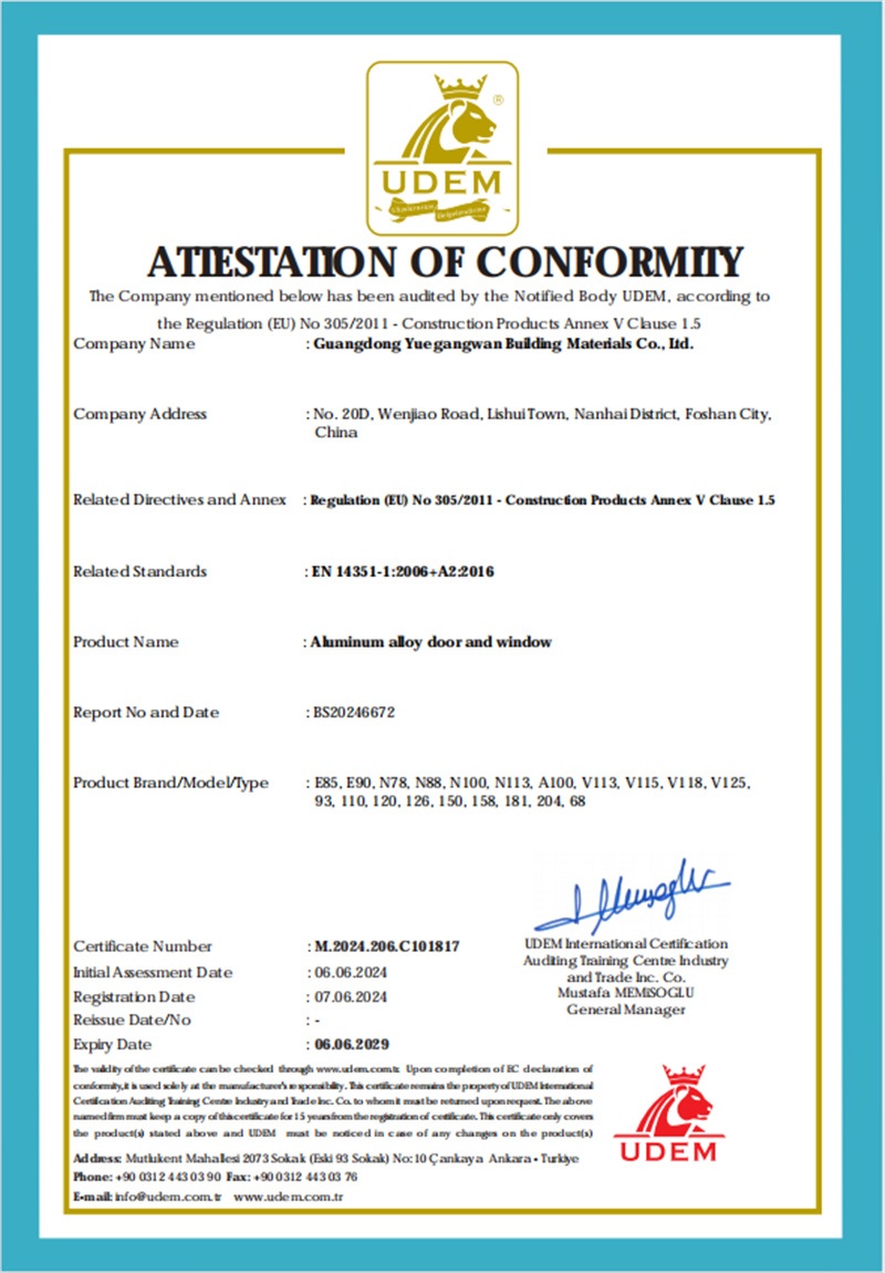 Vexis product quality certificate