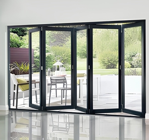 Bi Fold Aluminum Modern Double Tempered Glass Exterior Patio Veranda Folding Doors