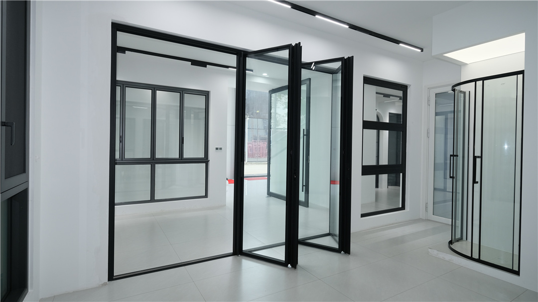 Vexis thermal break aluminum folding door installed in modern patio