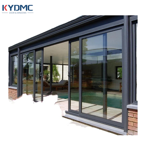 Courtyard Entry Sliding Doors Thermal Insulation Double Tempered Glass Aluminium Glass Patio Sliding Doors