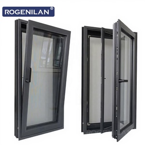 Rogenilan NO.1 Aluminum Double Glass Casement Window Triple Glaze Tilt Turn or Awning Swing Windows for House with Screen