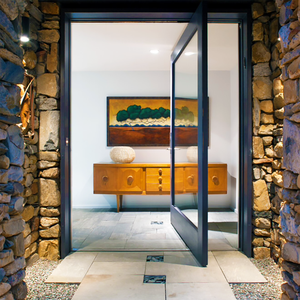 NFRC North American Style Big Panel Tempered Glass Aluminium Modern Entry Front Pivot Doors