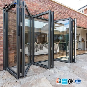 Exterior Large Ventilation Windproof Durable Glass Folding Sliding Door System Bi Fold Doors For Villa House