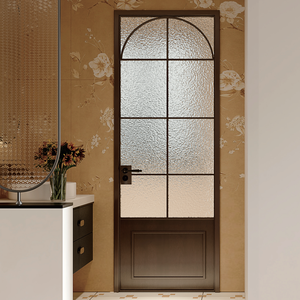 Curved Edge Design Double Glazed Glass Extremely Narrow Retro Swing Door
