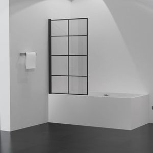 Black Aluminum Bathtub Screen Tempered Glass Shower Door