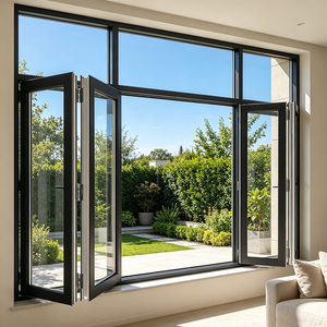 Exterior Aluminum Alloy Folding Glass Bi-fold Window System Stainless Steel Soundproof