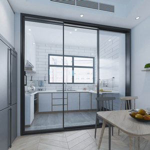 Aluminum Sliding Glass Door Energy Efficient Double Glass Partition Sliding Doors for Residential Interior Kitchen