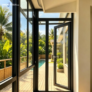 Modern Aluminium Casement Swing Door Triple Glazed Glass For Balcony Patio Front Entry Residential