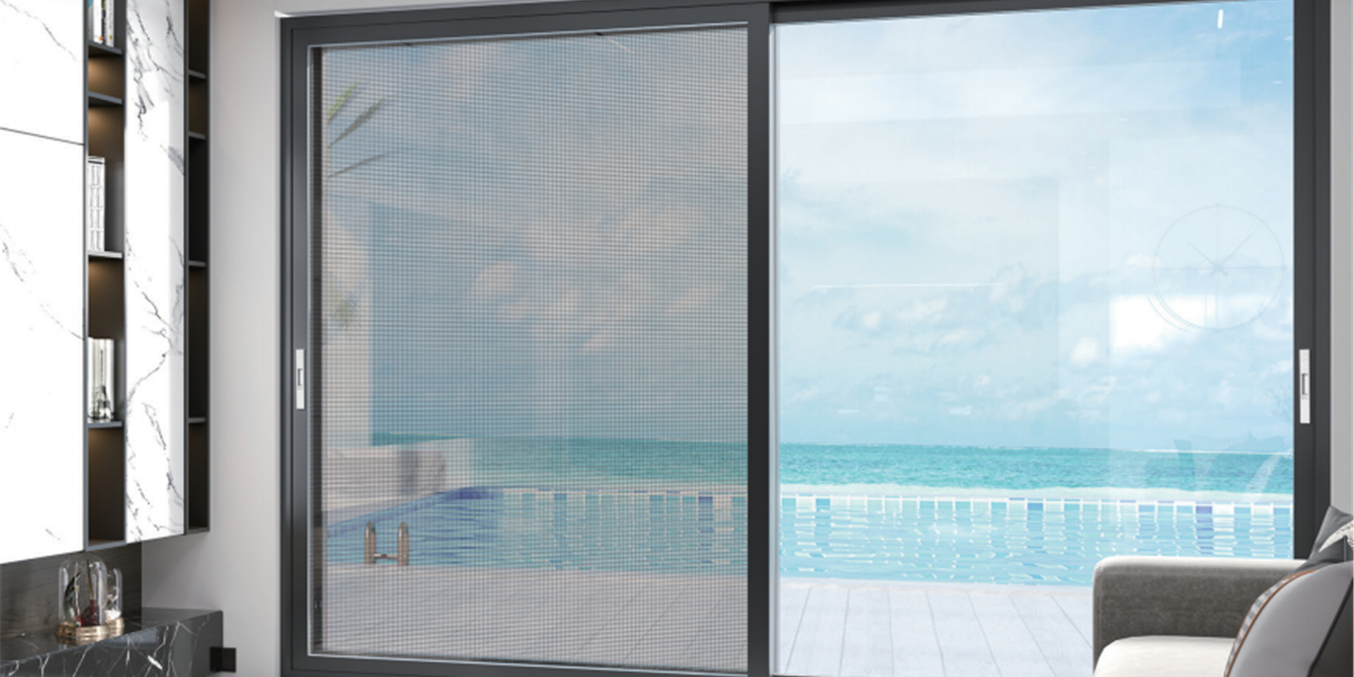 Heavy-duty aluminum sliding glass doors for large openings