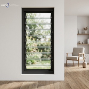 Custom Tempered Glass Windows Aluminum Shutter Adjustable Louver For Commercial House Project