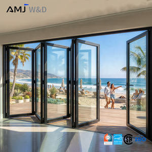 Custom Modern Patio Door Thermal Insulation Living Room Double Glass Exterior Foldable Fiberglass Aluminum Alloy Bifold Doors